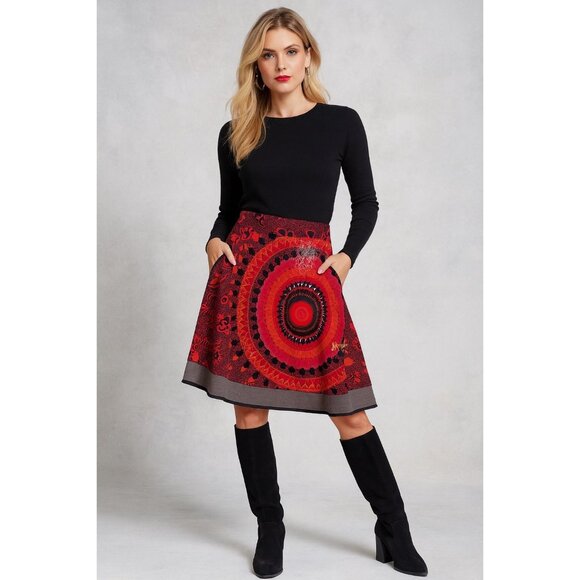 Desigual Multicolored A-line Skirt Mandala Print Size M - Picture 1 of 8